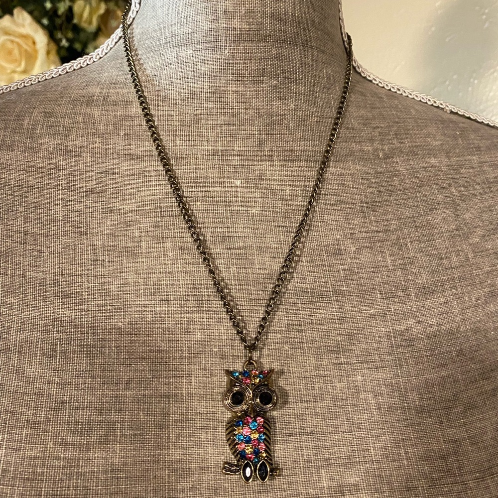 Multicolor Owl Pendant Necklace